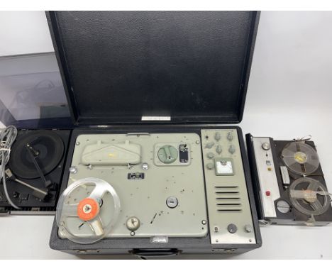 Vortexion WVB reel-to-reel tape recorder, Sharp RD-504 tape recorder, and an ITT turntable (3) 