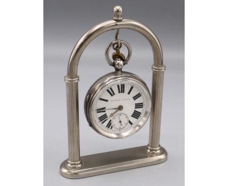 J. Harris Wolverhampton - Victorian silver key wound pocket watch, white enamel Roman dial, subsidiary seconds, double bottom