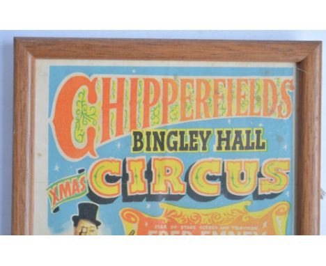 Two framed and glazed small event posters for Chipperfield's Circus, Cambridge and Bingley Hall Circa 1950's. Smaller print f