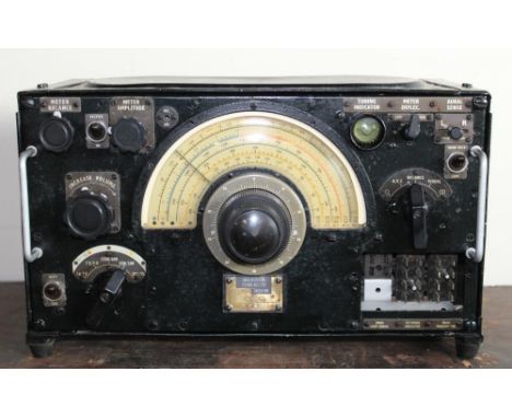 WWII interest c1940s Air Ministry R-1155 radio communication receiver, plaque to front, 41cm x 22.5cm x 41cm, A/F 