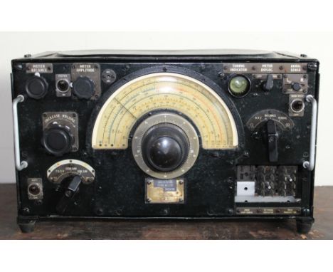 WWII interest c1940s Air Ministry R-1155 radio communication receiver, plaque to front, 41cm x 22.5cm x 41cm, A/F 