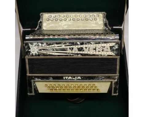 Accordion marked 'La Vera Italia', L34cm, with case 