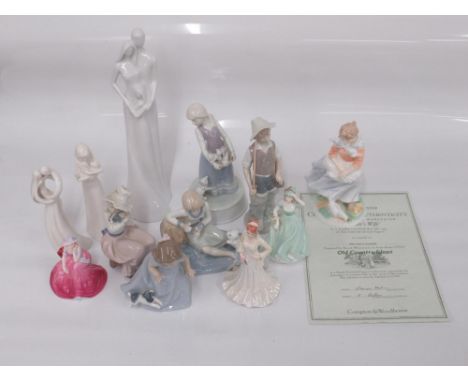 Collection of mixed figurines to inc. Royal Worcester Old Country Ways 'A Farmers Wife' no.5217 with COA, white couple and ch