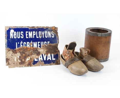 A pair of clogs,  together with a horse harness and books on 'Nerve Prostration and other Functional Disorders of Daily Life'