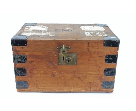 A pine cased furniture upholsterers and furniture tool box,  height 20cm, together with a small chest of assorted fixtures, 1