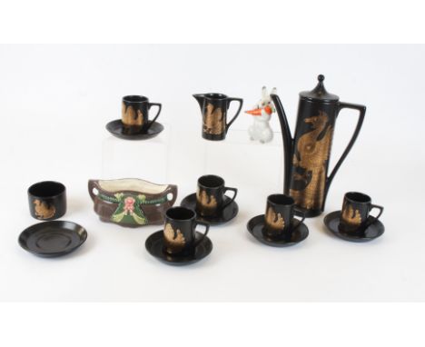 A Portmeirion Phoenix pattern coffee service,  together with an Eichwald continental planter in the art nouveau manner and a 