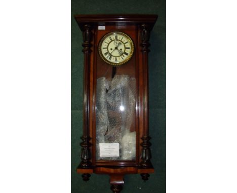 Roche Grubber, Schlesien Freiburg RG 207494 antique Vienna wall clock with decorative enamel face, 2 weights and a pendulum (