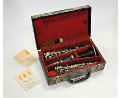 An early 20th century continental four piece clarinet, cased