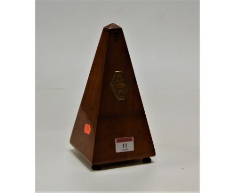 A mid 20th century French walnut cased metronome, height 22cm