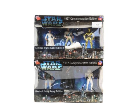 Star Wars - Hong Kong Edition - x2 vintage 1997 Kenner made Hong Kong Edition triple action figure sets. The first featuring 