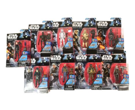 Star Wars - Rogue One - a collection of x9 2016 Hasbro made 3.75" scale MOC carded action figures. Including: Imperial Ground