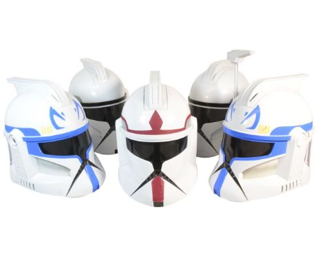 Star Wars - Clone Troopers - a collection of x5 Hasbro made Clone Trooper Voice Changer Helmets. Battery operated. All unboxe