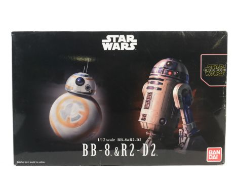 Star Wars - BanDai - 2015 Ban Dai made 1/12 scale BB-8 &amp; R2-D2 plastic model kit from The Force Awakens. Opened, but appe