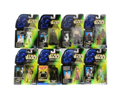 Star Wars - Power Of The Force - a collection of x8 vintage 1996 Kenner made MOC carded action figures. Comprising: Luke Skyw