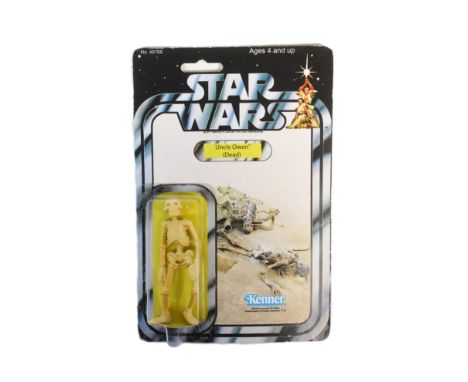 Star Wars - a custom-made MOC carded 3.75" scale action figure 'Uncle Owen (Dead)' - based on the vintage Kenner line. Custom