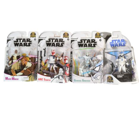 Star Wars - The Clone Wars - collection of x4 2021 Hasbro made 50th Anniversary of Lucasfilm Ltd 6" scale carded action figur