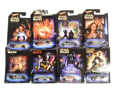 Star Wars - Hot Wheels - collection of x8 2014 Mattel made HotWheels carded Star Wars themed diecast models. Includes: Gearon
