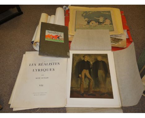 A collection of prints, titled - "Les Realistes Lyriques", by Rene Huyghe, with text; and eight chromolithographs in linen-bo