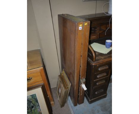 A Victorian folding bagatelle table (cue but no balls).