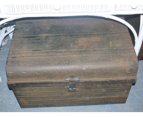 An old tin trunk.