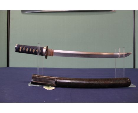 A Japanese Tanto with unsigned tang with an approx 13 1/2 blade (scabbard as found)