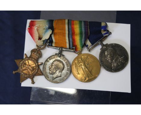 A WWI 14/15 Star trio to K.10868 S.R.Baker R.N. with a Naval for Long Service and Good Conduct medal (H.M.S. Cyclamen)