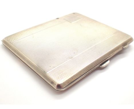 Hallmarked silver engine turned cigarette box 96g 8 x 10 cm