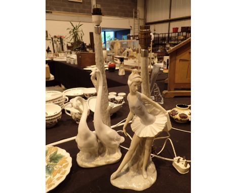 Two large Nao lamps Geese and Ballerina tallest H: 60 cm CONDITION REPORT: The electrical items included in this lot have bee