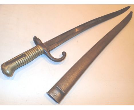 French Armes De Chat 1875 bayonet and scabbard with matching numbers