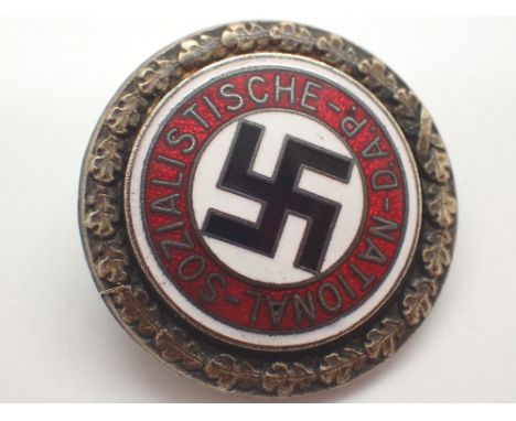 German Nazi Nationalsozialistische DAP enamel badge Deutsche &amp; Shone München Andise to verso D:32 mm
