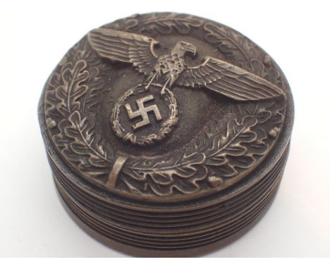 Eagle and Swastika snuff box with Adolf Hitler 1943 dedication to base