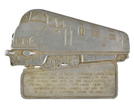 * Railway Interest. A Warship Class 2200 Locomotive plaque, cast from metal used when the engine was broken up, limited editi