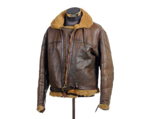 * Royal Air Force. A WWII Irvin brown leather flying jacket, with original tailors label for 'Contract 10422' size 4, 38" che