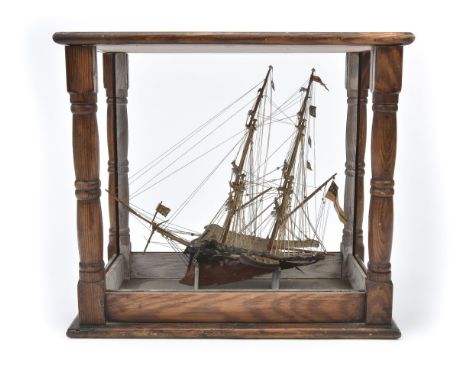 * Model Ship. A mid-19th century model ship possibly prisoner of war work, the two masted ship made from a large birds breast