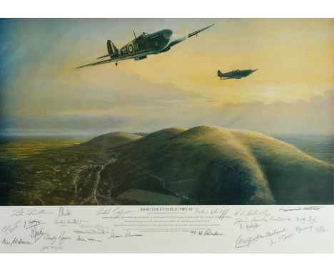 * Postlethwaite (Mark, 1964 -). R6644: The Invisible Thread, colour print, showing Supermarine Spitfire Mk1a, R664, high over