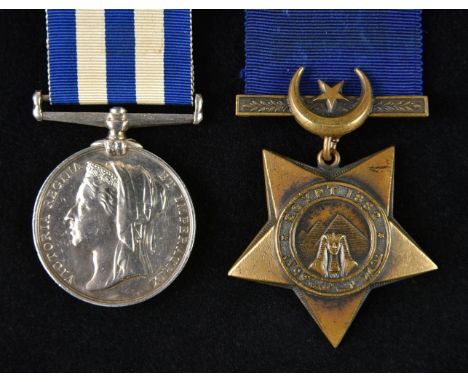 * Egypt Pair. Pair to Private C. Ivermee, Shropshire Light Infantry Egypt 1882-89, dated, no clasp (695. Pte C. Ivermee, 1/Sh