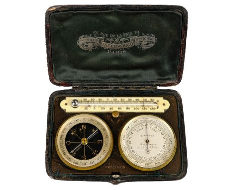 * Pocket Barometer Altimeter. An Edwardian pocket instrument by Ingenieur Hazebrouco, Paris, comprising compass, altimeter ea