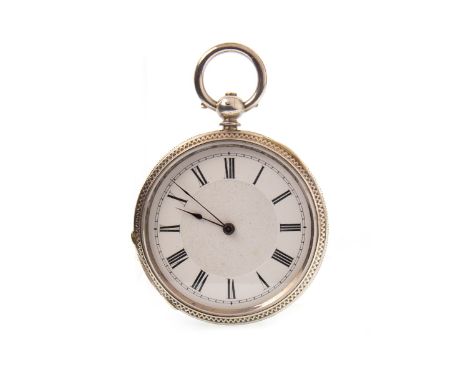 GLASGOW SILVER OPEN FACE KEY WIND FOB WATCH, the round white enamel dial with Roman numerals in black, railroad outer seconds