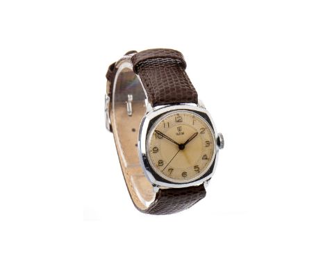 GENTLEMAN'S TUDOR STAINLESS STEEL MANUAL WIND WRIST WATCH, early 1950s, signed 15 jewel movement, the round dial with applied