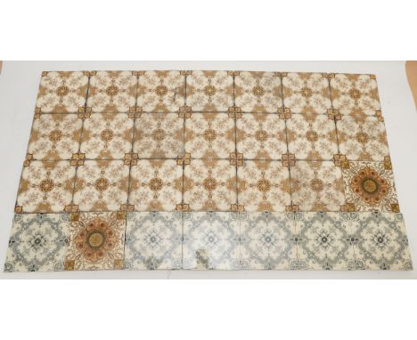 A group of thirty three Edwardian transfer printed ceramic tiles, each 15.5cm square.