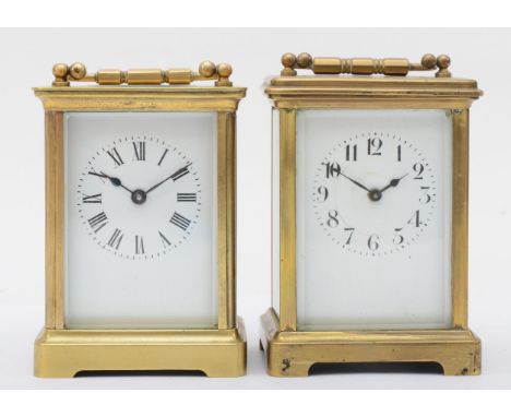A 20th century Diamond Boutique brass cased carriage clock, 15.5cm high, together with 20th century French brass cased carria
