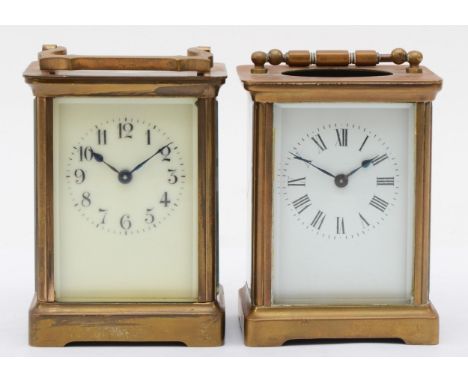 A 20th century brass cased carriage clock, 14cm high, together with one other 20th century brass cased carriage clock, 17cm h