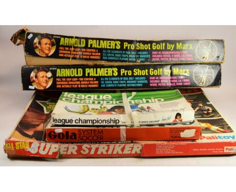 A collection of 1970s sporting games, to include a Palitoy "Super Striker", a Gola system soccer game, a "League Championship