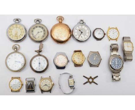 A collection of early 20th century and later pocket watches and wristwatches, having manual and quartz movements, including a