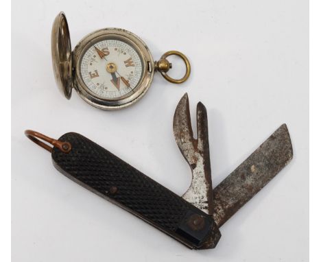 A WW1 military issue compass, the nickel plated case stamped Terrasse. W . Co V1 28787 with broad arrow dated 1918, together 