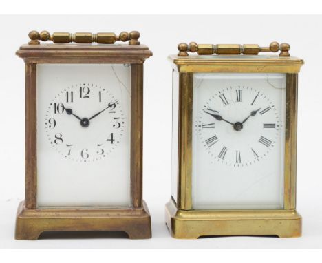 A 20th century brass cased carriage clock, 14cm high together with a 20th century French brass carriage clock, 15cm high