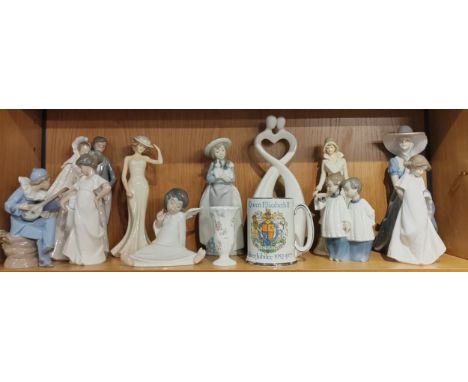 Various collectible ceramics to include boxed Nao porcelain figures; Choir Boys, Girl with two puppies, Pierrot Tuning, So Sh