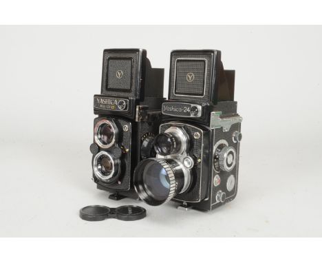 Two Yashica TLR Roll Film Cameras, comprising a Yashica Mat-124G camera, no. 7016111, body F, shutter working, meter untested