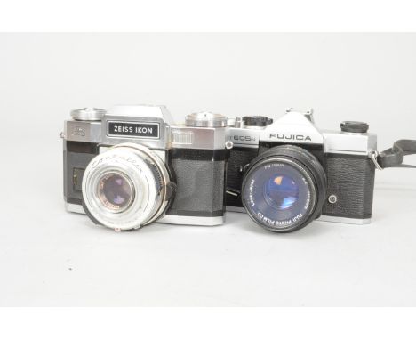 Zeiss Ikon and Fuji SLR Cameras, a Zeiss Ikon Contaflex Super BC camera, shutter working, with a Carl Zeiss Tessar 50mm f/2.8