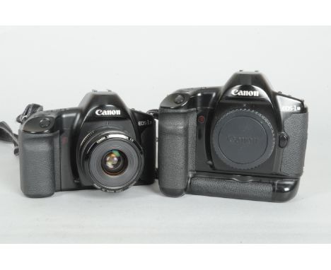 Two Canon EOS 1N SLR Bodies, body no. 220539, shutter working, with a Canon EF 35mm f/2 lens, body no. 126705, shutter workin